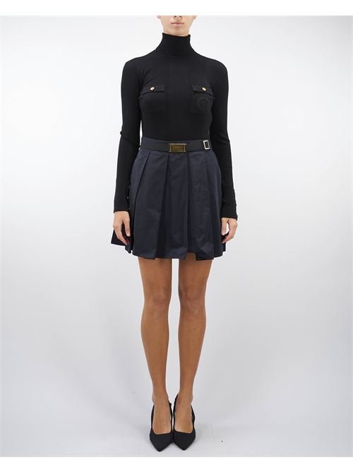 Ribbed viscose and silk mini dress with logo embroidery Elisabetta Franchi ELISABETTA FRANCHI | abito | AM98B46E2110